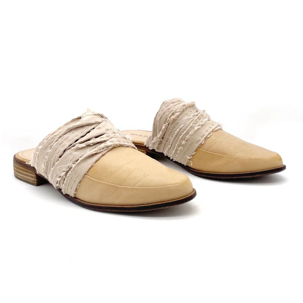 Kelsi Dagger Brooklyn Alder Mules Size 9 Tan Leather Pointed Toe Boho Slip On - Picture 15 of 15